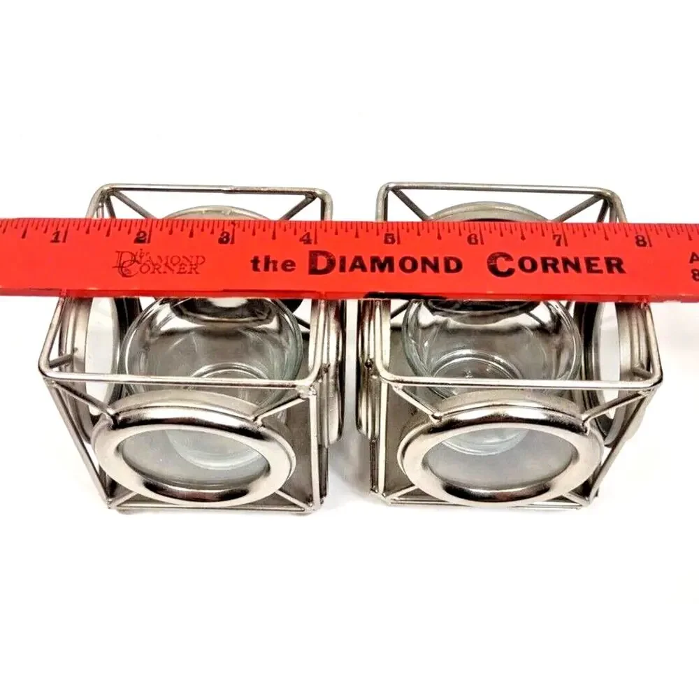 Metal and Glass Square Candle Holders 4 Sided Chrome Zodax Set Of 2 India